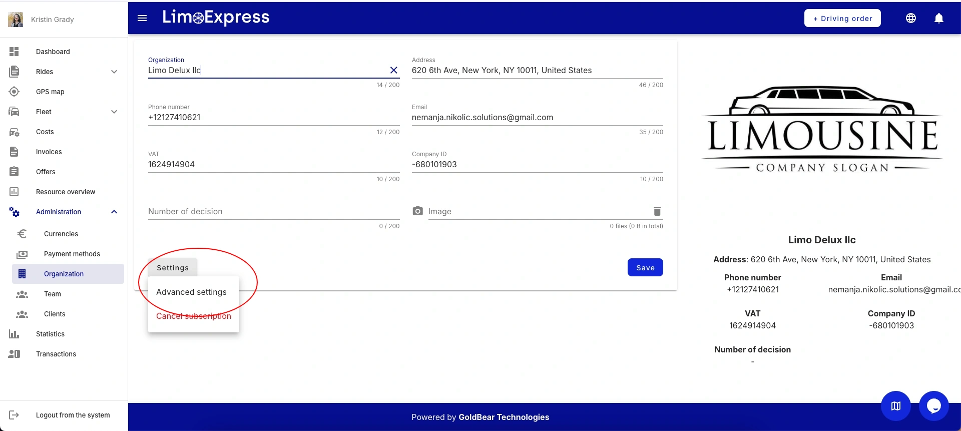 limoexpress limo software chauffeur airport transfer payment stripe connect