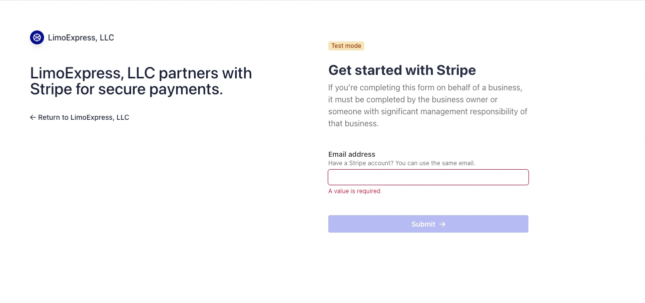 limoexpress limo software chauffeur airport transfer payment stripe connect